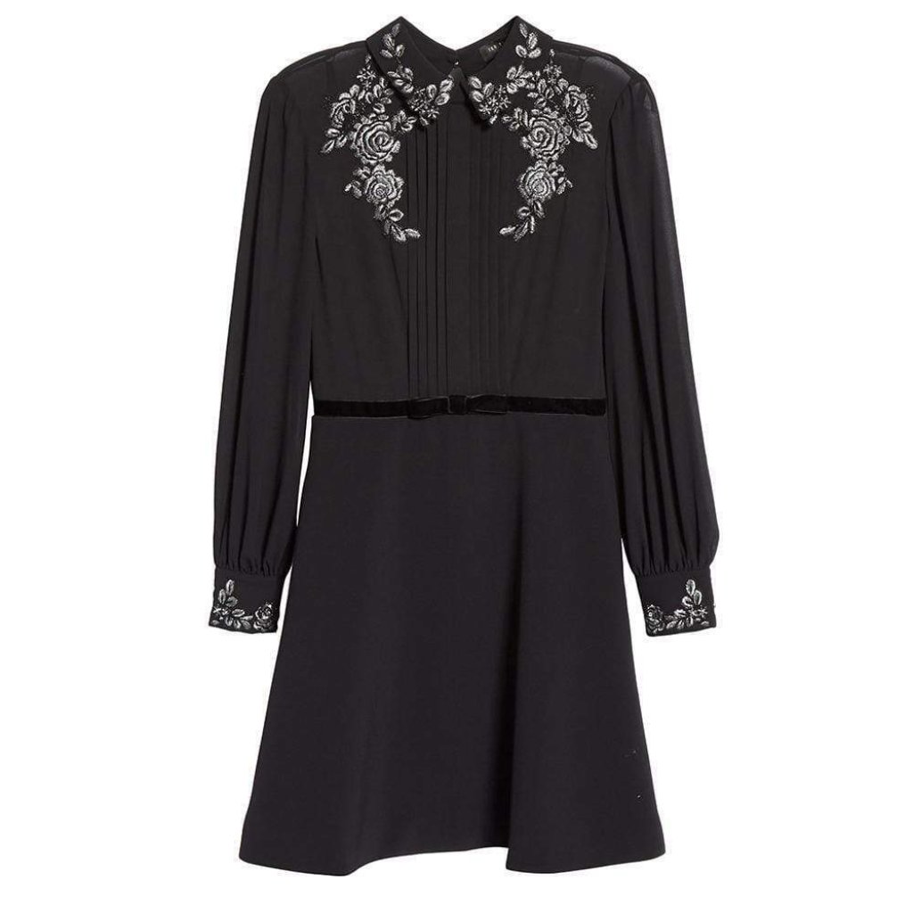 New Ted Baker Embroidered Collar Long Sleeve Shirt Dress- Size 1 Us 4 #596